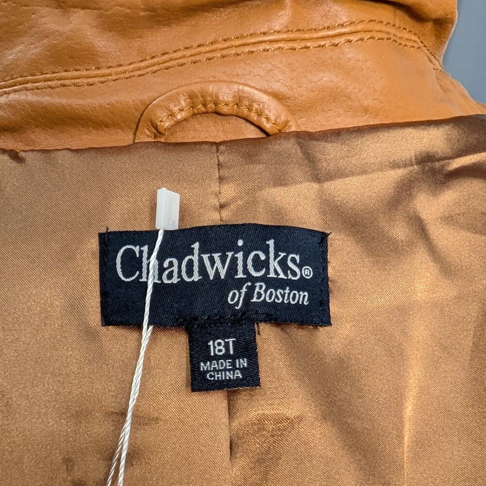 Chadwick's Genuine Leather Caramel Trench Coat - Size 18T - Picture 7 of 7